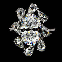 Серебряное кольцо с яркими крупными фианитами, фото 1