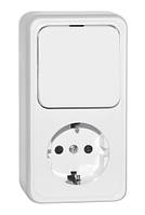Блок SVEN Vesta SE-65311 розетка із заземленням + вимикач одинарного накладного типу білий