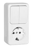 Блок SVEN Vesta SE-65351 розетка із заземленням + вимикач подвійного накладного типу білий