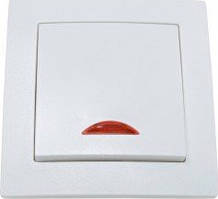 Вимикач Smartfortec HS011L одинарний з індикатором прихованого типу білий