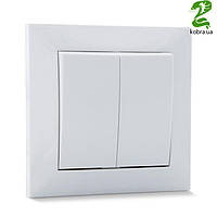 Вимикач SVEN Comfort SE-60016 подвійний прихованого типу білий