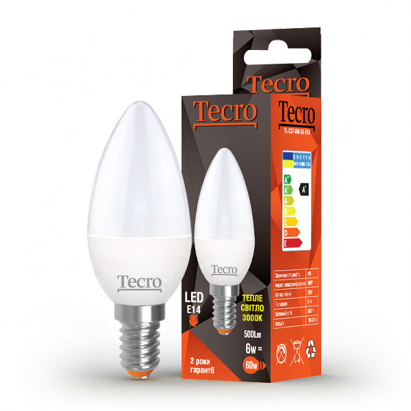 Лампа світлодіодна Tecro 6W E14 3000 K (TL-C37-6W-3K-E14)