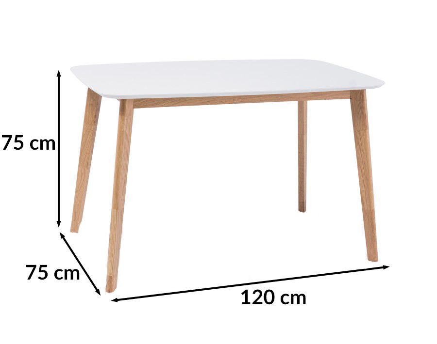 Білий прямокутний стіл Mosso I 120х75см на кухню в скандинавському стилі на дерев'яних ніжках Польща, фото 1