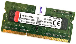 Оперативна пам'ять для ноутбука Kingston SODIMM DDR3L 4Gb 1600MHz PC3L-12800s 1R8 CL11 (KCP3L16SS8/4) Б/В