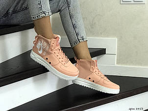 Високі жіночі кросівки Nike Air Force 1,пудра, фото 2