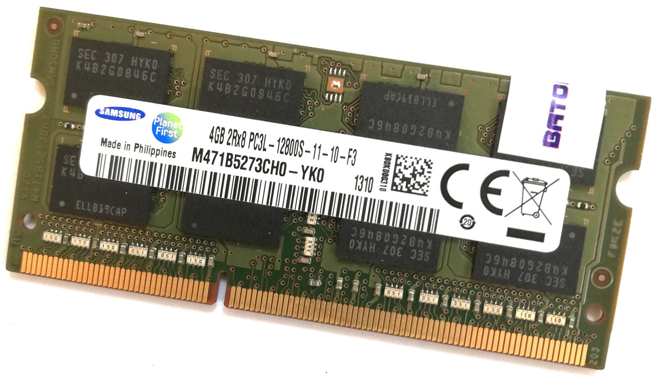 Оперативна пам'ять для ноутбука Samsung SODIMM DDR3L 4Gb 1600MHz PC3L-12800s 2R8 CL11 (M471B5273CH0-YK0) Б/В