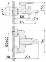 Смеситель для ванны и душа Welle ''Louis'' HT23191D