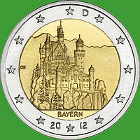 Германия 2 евро 2012 г. Бавария. UNC