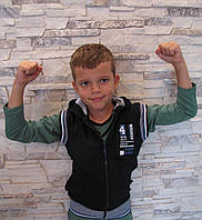 Безрукавка синя з капюшоном на блискавці для хлопчиків 128,152,164 зросту