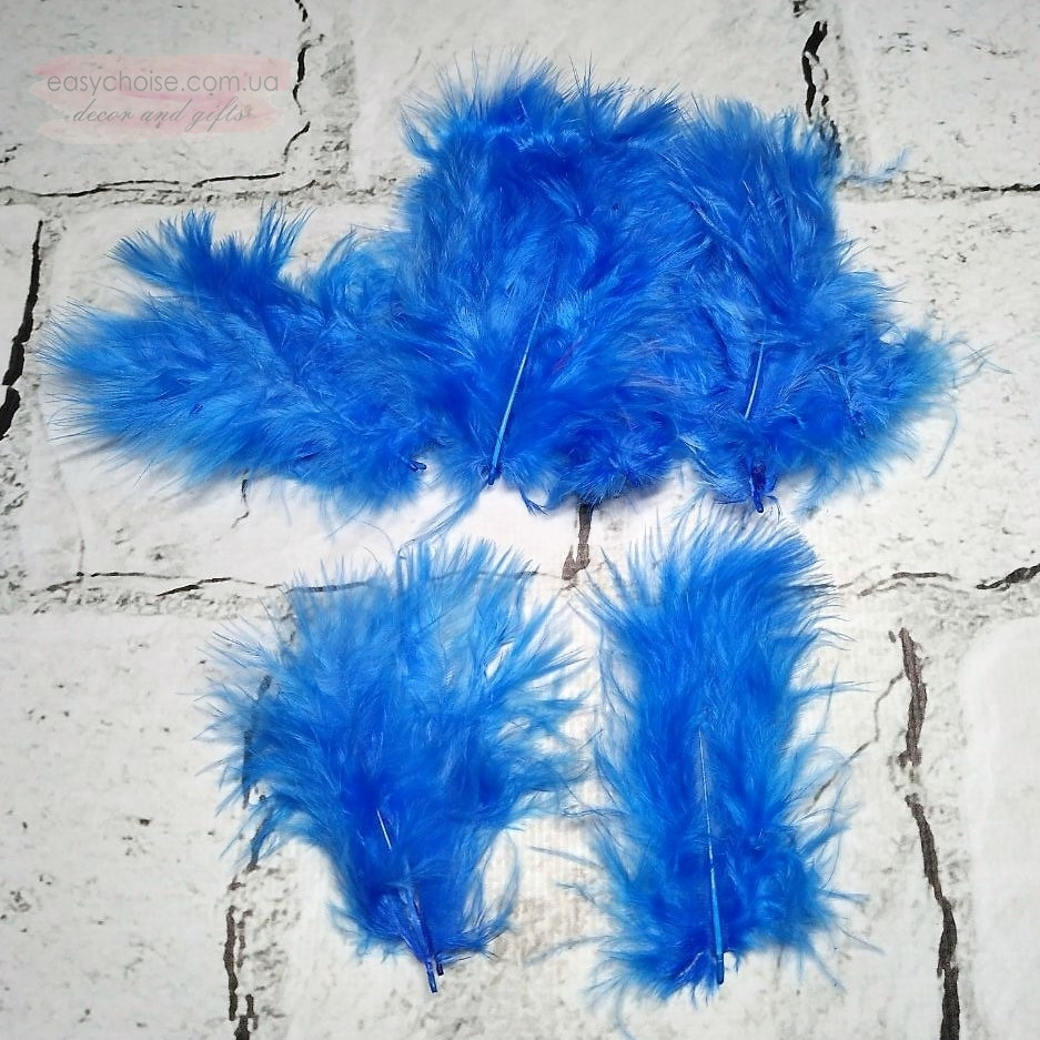 Пір'я декоративне, синє, 25 шт.