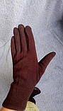 Рукавички жіночі теплі коричневі 021А, фото 6