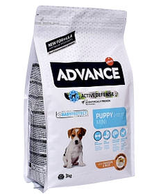 Advance Dog Mini Puppy для цуценят маленьких порід із куркою та рисом, 3 кг