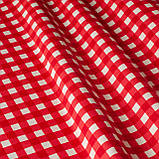 Скатертина бавовна тефлон водовідштовхувальне гідрофобне просочення принт дрібна клітинка червоно-біла, фото 3