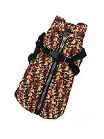 Жилетка зимова для собак зі шлейкою, коричневий (розмір 2).