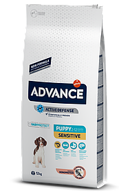 Advance Dog Puppy Sensitive для цуценят усіх порід із чутливим травленням з лососем і рисом, 12 кг