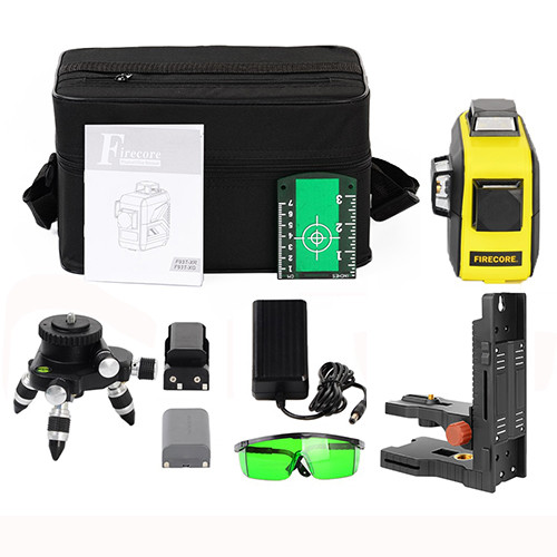 Лазерний рівень FIRECORE 3D F93TG 12 ліній + ТРЕНОГА + КРОНШТЕЙН ➜ ЗЕЛЕНІ промені ➜ МАКСИМАЛЬНА КОМПЛЕКТАЦІЯ, фото 1