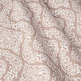 Скатертина овальна бавовна тефлонова водовідштовхувальна гідрофобна просочення білий геометричний візерунок на сірому, фото 2