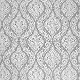 Скатертина бавовна тефлон водовідштовхувальне гідрофобне просочення білі візерунки на сірому тлі, фото 2