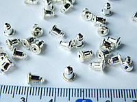 Заглушки для сережек-гвоздиков (колокольчик) 6 * 5 мм. серебро