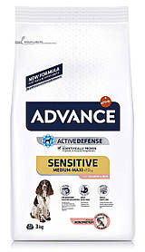Advance Dog Sensitive Medium-Maxi Salmon & Rice корм для дорослих собак, схильних до харчової алергії, 12 кг