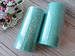 Фатин із дрібними блискітками та паєткою, бірюзовий на метраж ширина 15 см 7 грн.