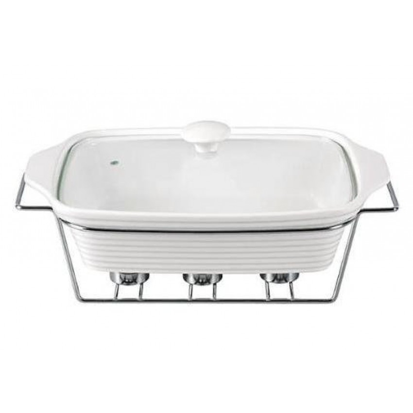 Марміт Kamille Food Warmer керамічний 2,4л d 33 см з підігрівом KM-6403 прямокутний