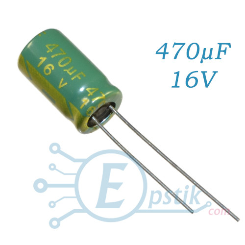 Конденсатор 470uF 16V, (6*13) 105°C, Low ESR, фото 1