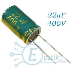 Конденсатор 22uF 400V (10*17) 105°C Low ESR