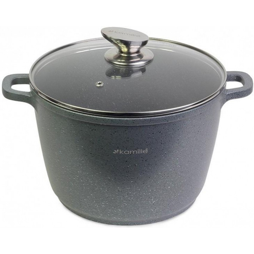 Каструля алюмінієва Kamille 10л 28 х 20см лита з антипригарним покриттям "Granite" з кришкою арт 4428, фото 1