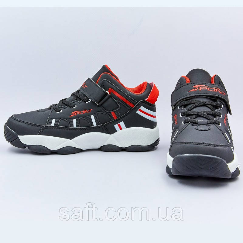 Кроссовки высокие детские Sport размер 31-36 BLACK/RED черный-красный - фото 3 - id-p1050038595