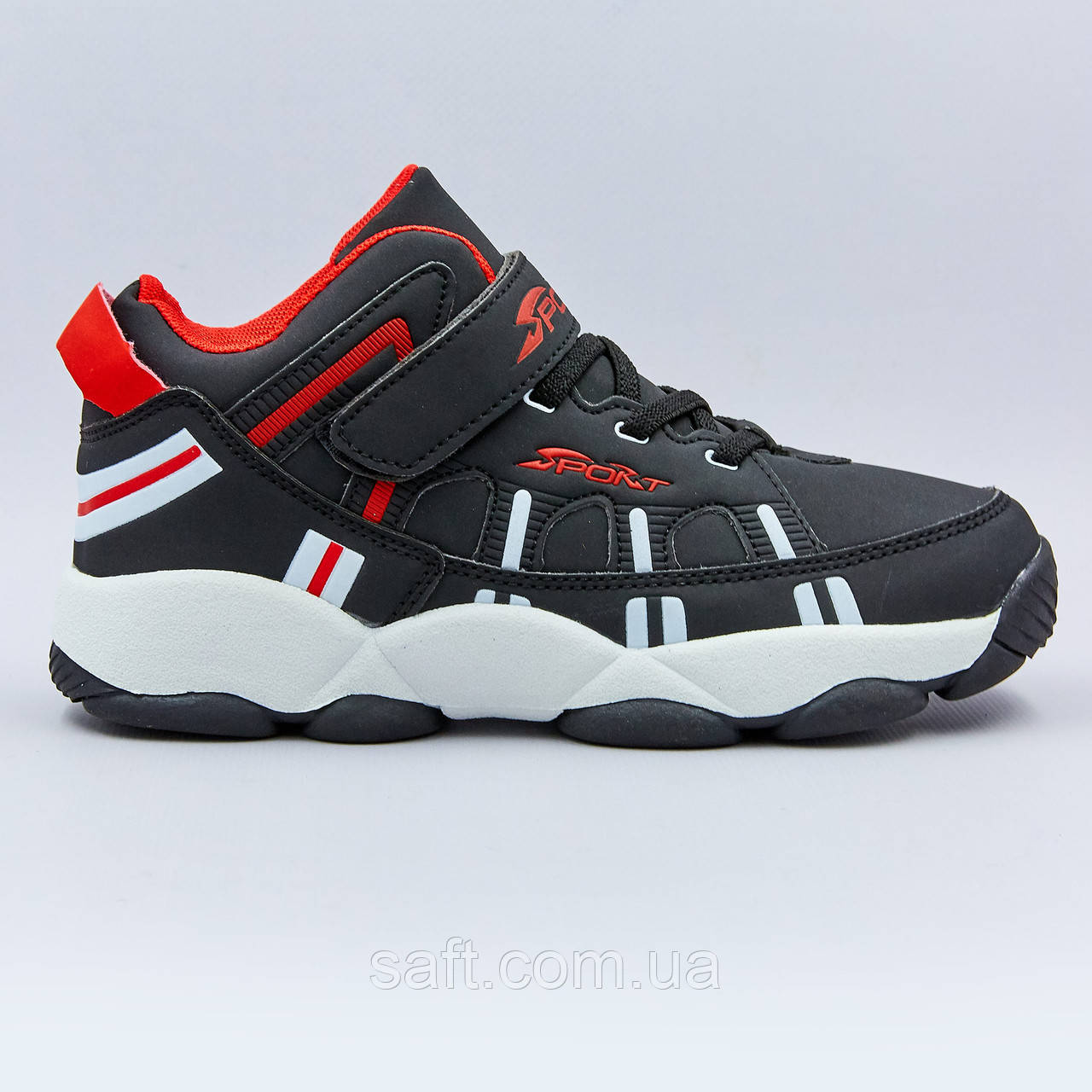 Кроссовки высокие детские Sport размер 31-36 BLACK/RED черный-красный - фото 10 - id-p1050038595