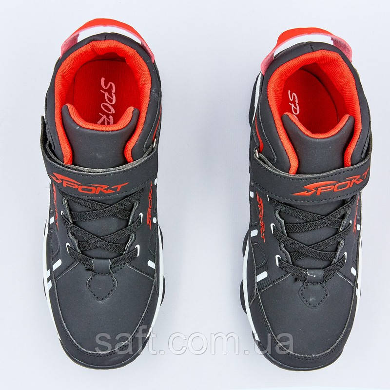 Кроссовки высокие детские Sport размер 31-36 BLACK/RED черный-красный - фото 8 - id-p1050038595