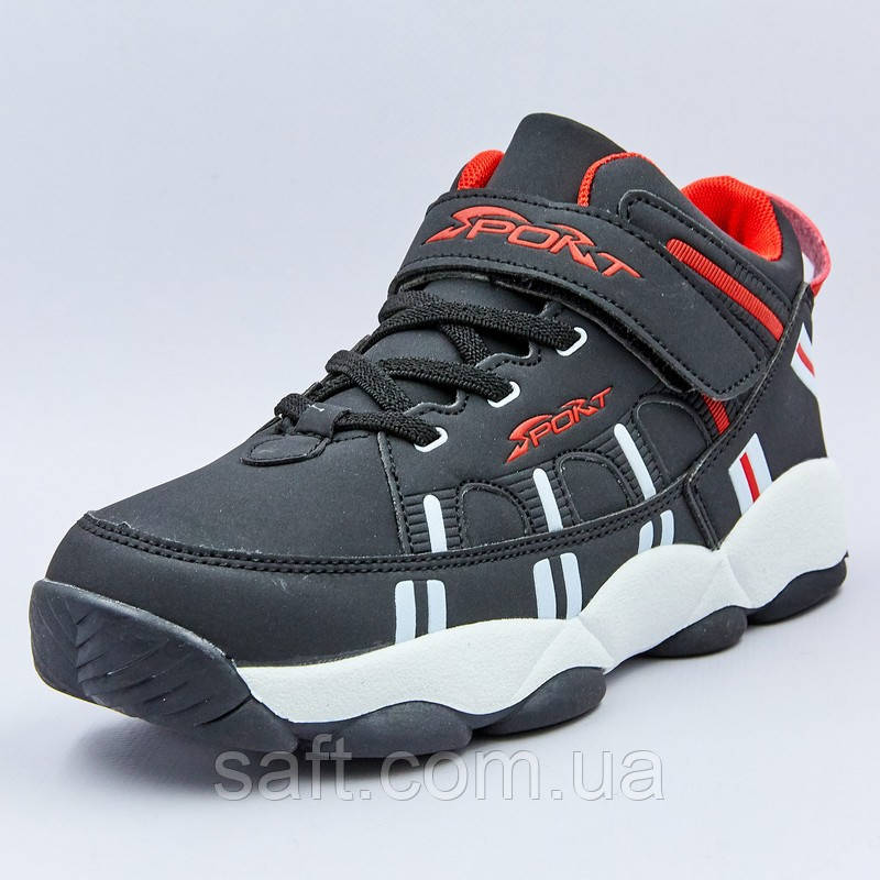 Кроссовки высокие детские Sport размер 31-36 BLACK/RED черный-красный - фото 5 - id-p1050038595