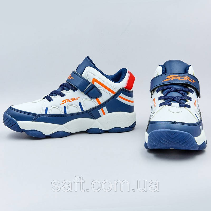 Кроссовки высокие детские Sport размер 31-36 WHIEDEEPBLUE синий-белый - фото 3 - id-p1050039385