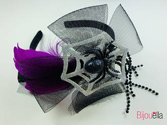 Обруч на Хелловін для дівчинки з вуаллю й павуком 15 см 15 см