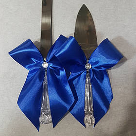 Ніж і лопатка для весільного торта "Класика" сині