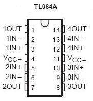Операційний підсилювач TL084, DIP16