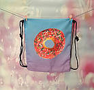 Сумка-рюкзак для речей та взуття Пончик. Сумка-мішок із принтом для прогулянок, фото 3