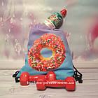 Сумка-рюкзак для речей та взуття Пончик. Сумка-мішок із принтом для прогулянок, фото 10