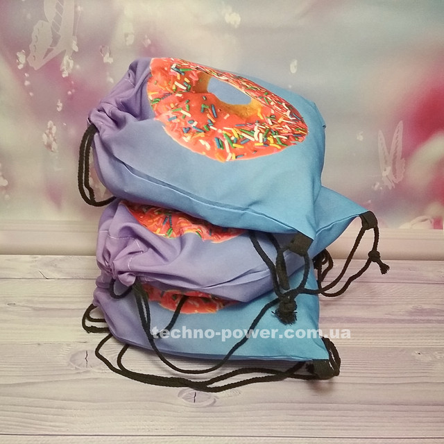 Сумка для домашних тренировок Пончик. Сумка-мешок с принтом для прогулок