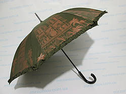 Парасолька-тростина жіноча з рюшем по краю купола болотна