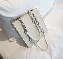 Стильна каркасна сумка з ручками-ланцюжками, фото 3