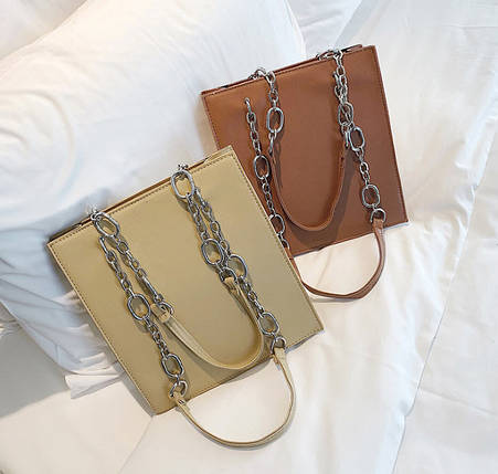 Стильна каркасна сумка з ручками-ланцюжками, фото 1