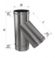 Тройник дымохода 45° нерж 0,8 мм 140