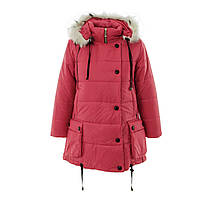 Куртка/ПАЛЬТО детское для девочки зима Карнавал 134,140,146см съемная подкладка на молнии овчина КРАСНОЕ