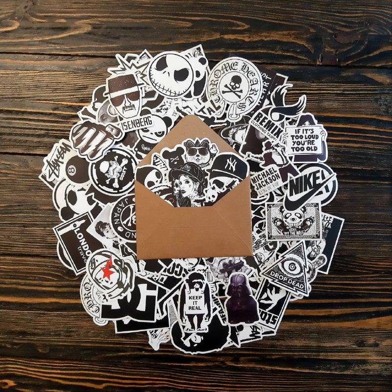 ТОПОВЫЕ черно-белые стикеры на авто, велик, скейт, ноутбук Виниловые ...