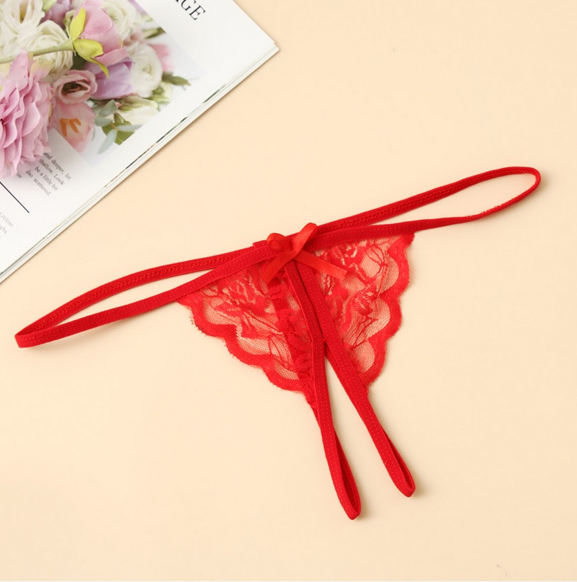 Трусики стрінги еротичні з розрізом ЧЕРВОНІ, фото 1