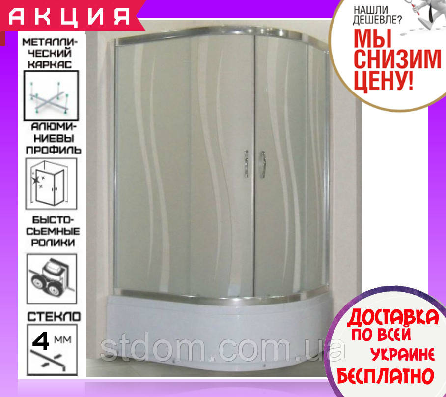 Кутова душова кабіна 115х85 см з піддоном 36 см Santeh 1115L Rola дверей розсувні лівостороння