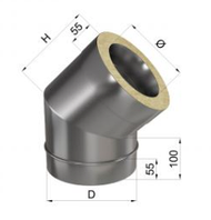 Колено дымохода 45° нерж/нерж 1 мм