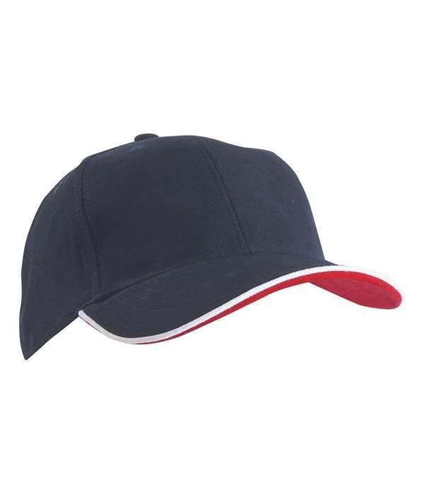 Подвійна сендвіч-кепка з 6 панелями Темно-Синій / Білий / Червоний, фото 1